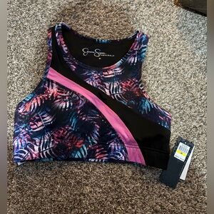 Jessica Simpson Multicolor Tropical Print Sports Bra